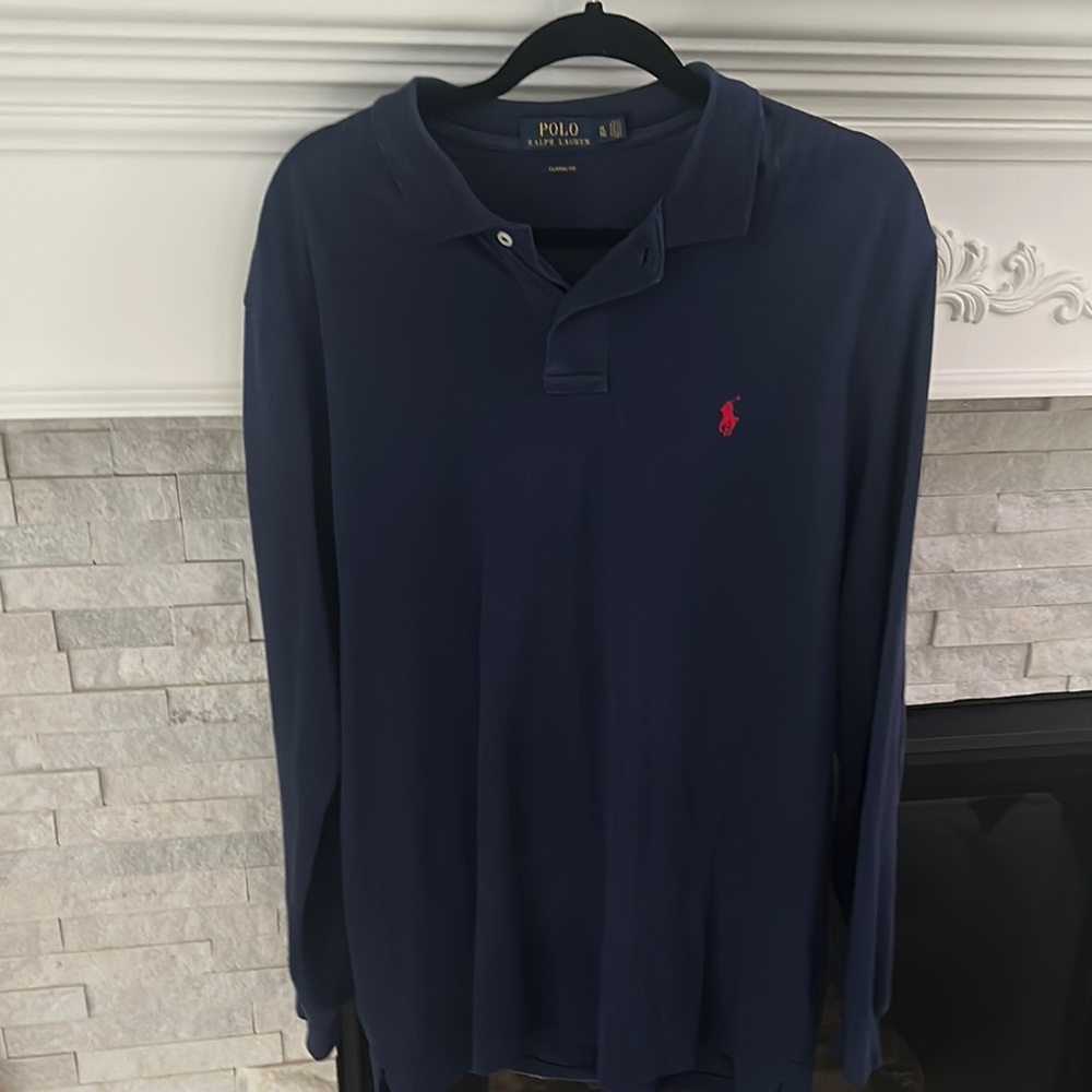 Polo by Ralph Lauren Men's Navy Blue Long Sleeve Shirt